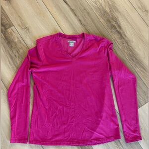 Insect Shield Repellent Apparel Fuchsia V-Neck Long Sleeve Top UPF 30+ Women L